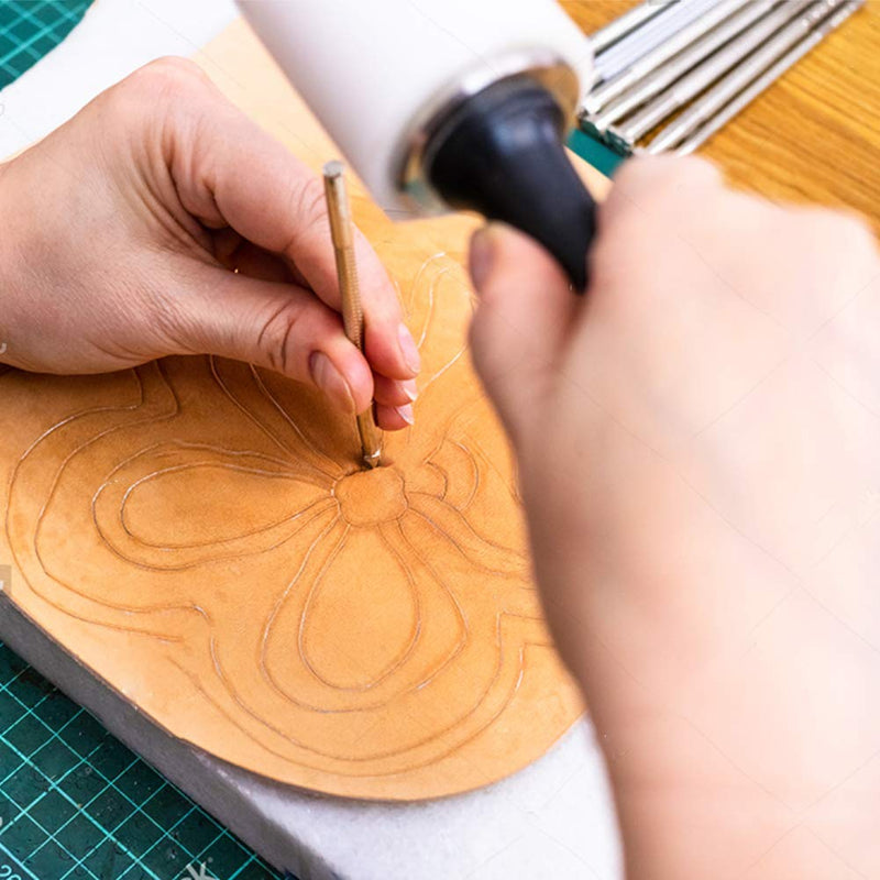 Jupean Leather Stamping Tools, Leather Working Saddle Making Stamps Set Special Shape Stamp Punch Set Carving Leather Craft Stamp Handmade Art Tools - NewNest Australia