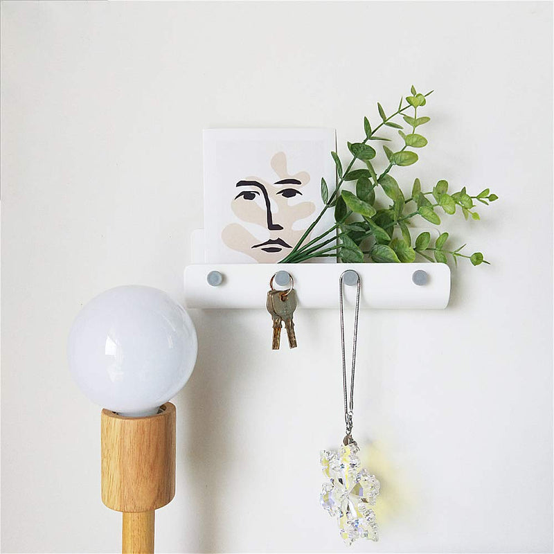 NewNest Australia - Adhesive Hooks Wall Key Hooks Holder Mail Letter Organizer Wall Key Holder Key Hangers for Wall Key Shelf Rack for Entryway Kitchen Bathroom Door - 1 Pack White 