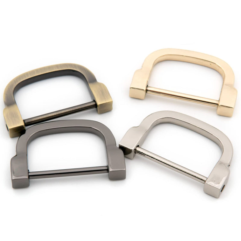 Loosco Horseshoe D-Rings,4 PCS Screw in Shackle D Ring for Purses,Belt Clasps,Leather Craft Accessories,Purse Findings (Brushed Brass,1") Brushed Brass 1" - NewNest Australia