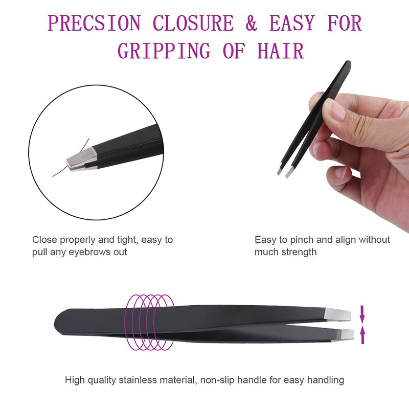 Uraqt Tweezers Set, 6-Piece Eyebrow Plucking Tweezers Set With Slanted Tweezers Pointed Tweezers Scissors And Leather Case Eyebrow Plucking Set For Men And Women - NewNest Australia