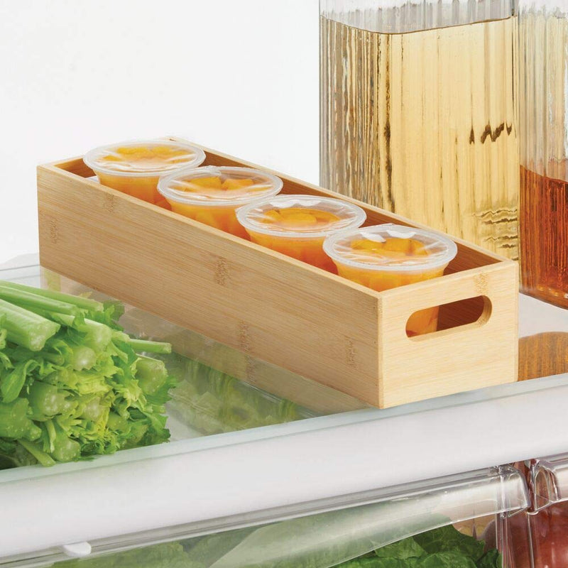 NewNest Australia - mDesign Slim Bamboo Kitchen Cabinet & Fridge Drawer Organizer Tray - Storage Bin for Cutlery, Serving Spoons, Cooking Utensils, Gadgets - 4.6" Wide - Natural Wood Finish 14.5 x 4.6 x 3 