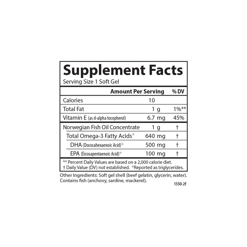 Carlson - Super DHA Gems, 500 mg DHA Supplements, Norwegian Fish Oil Concentrate, Wild-Caught, Sustainably Sourced Fish Oil Capsules, Cognitive Health, 60 Softgels 60 Count (Pack of 1) - NewNest Australia