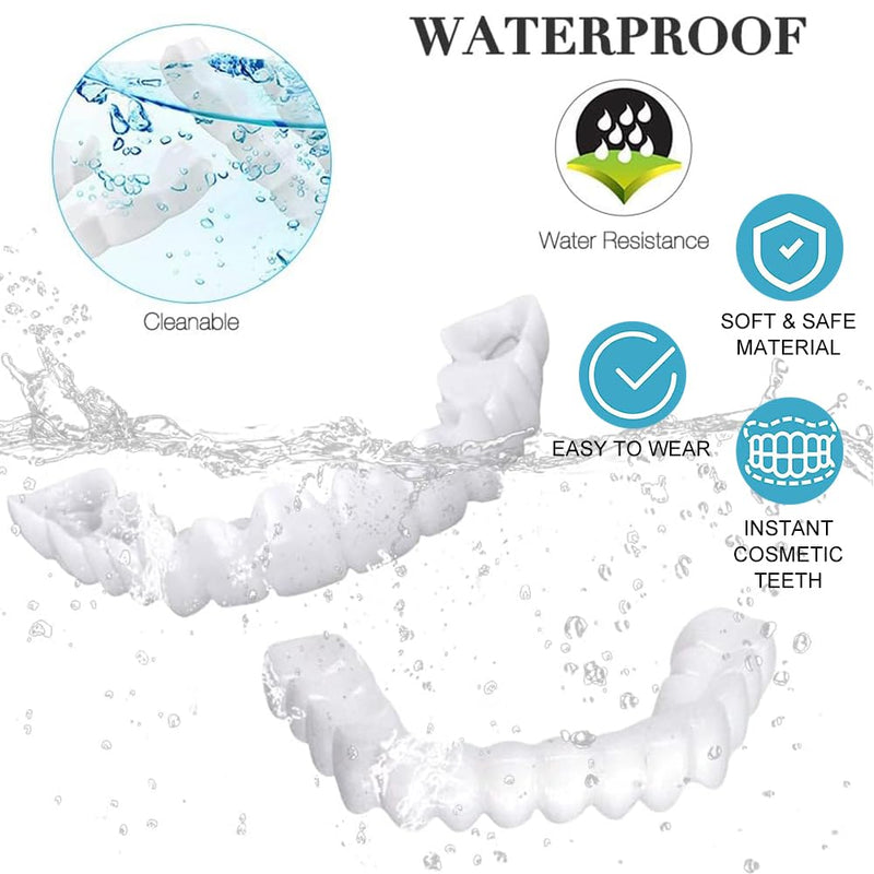 Comioke Prostheses Fake Teeth, 4 Pairs False Artificial Teeth Braces Smile Veneers Cosmetic Temporary Teeth Dentures Prosthesis Artificial Veneers Teeth Top and Bottom 4color - NewNest Australia