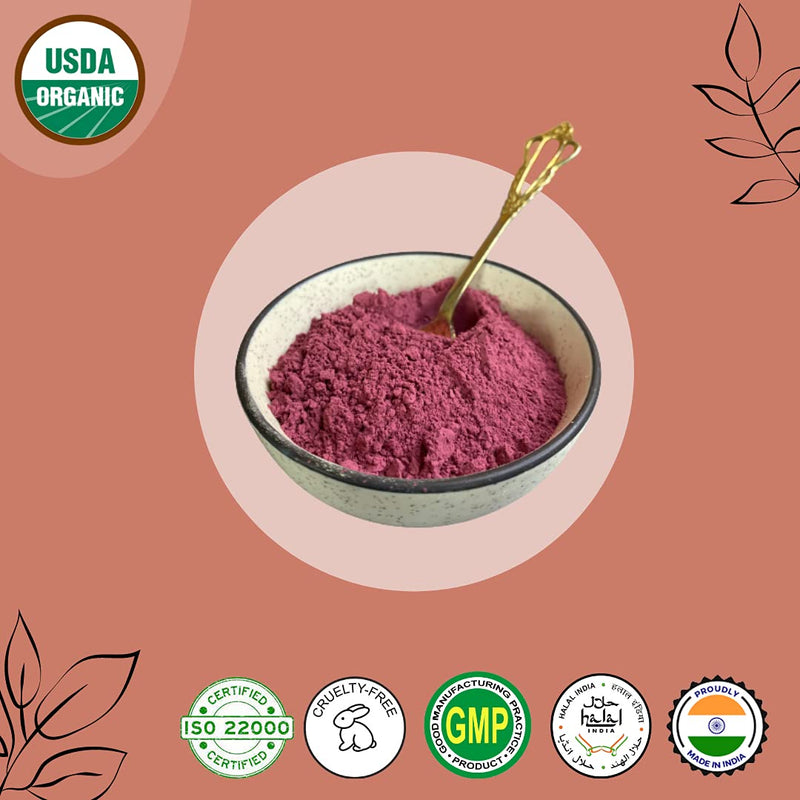 mi nature USDA Certified Organic Hibiscus Powder(SABDARIFFA)/100% Pure, Natural and Organic for Hair,Skin and Health/(227g/(1/2 lb)/8 Ounces) - resealable ziplock Pouch - NewNest Australia