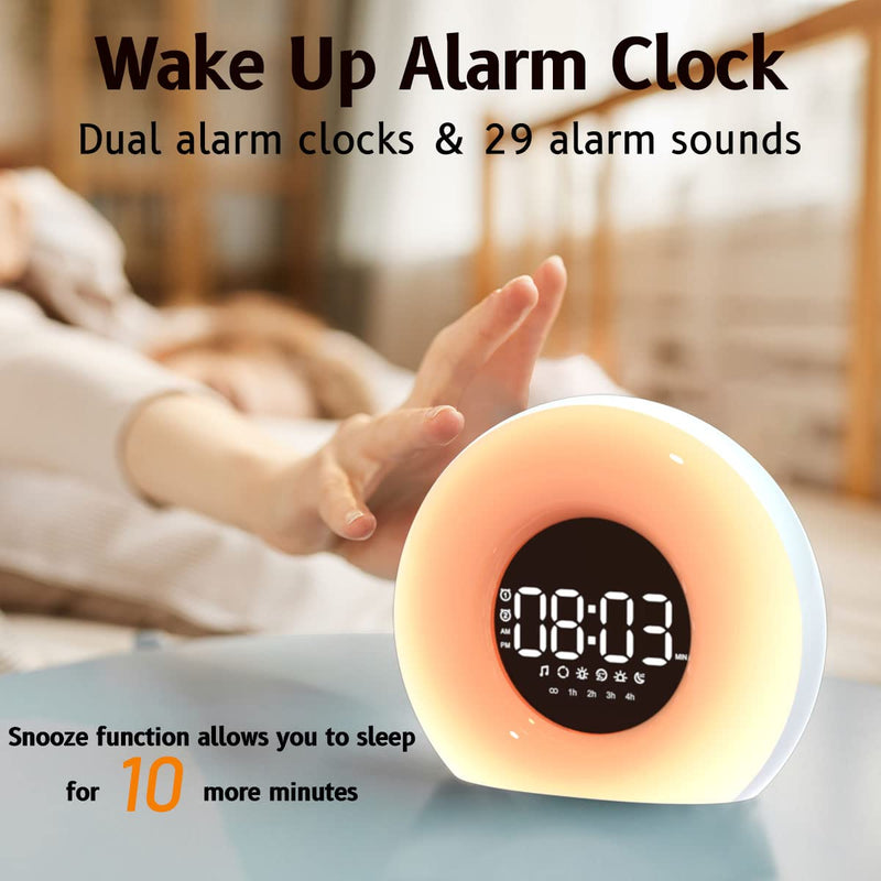 OrangeLight Wake Up Light Sunrise Alarm Clock with Sunrise Sunset Simulation 25 Nature Sounds 12 Colors Night Light Dual Alarms and Snooze Function Sleep Aid for Heavy Sleepers Kids Adults (White) - NewNest Australia