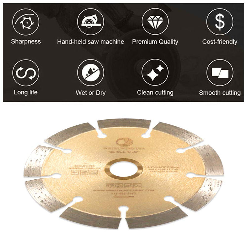WHIRLWIND USA LSS 4 Inch Diamond Saw Blade,Dry or Wet Cutting Saw Blades for Sharp Cutting Concrete Stone Brick Masonry,Broadened Cutter Head 4" - NewNest Australia