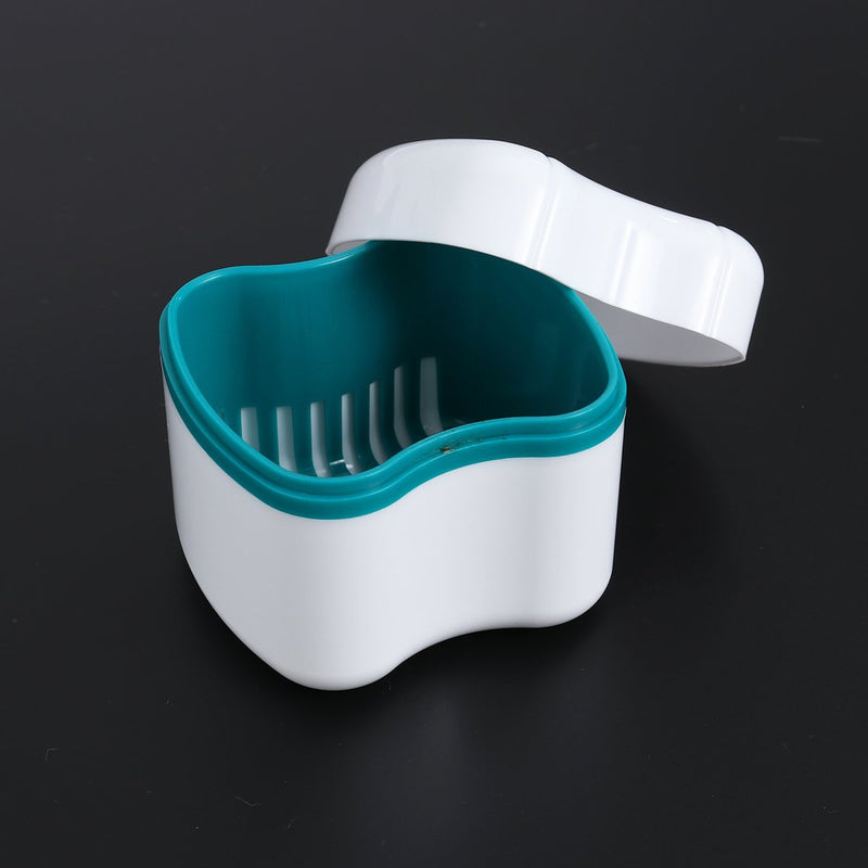 ROSENICE Prosthesis Tooth Dental False Teeth Storage Box with Rinsing Basket (Green) - NewNest Australia