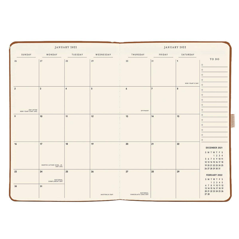 Graphique Designer Planners - 18-Month Dated Calendar - Classic Brown - Vegan Leather Business Monthly Planner with Weekly Agenda & Notes - For School, Work, or Home - Jul 2021-Dec 2022 (8" x 10") - NewNest Australia