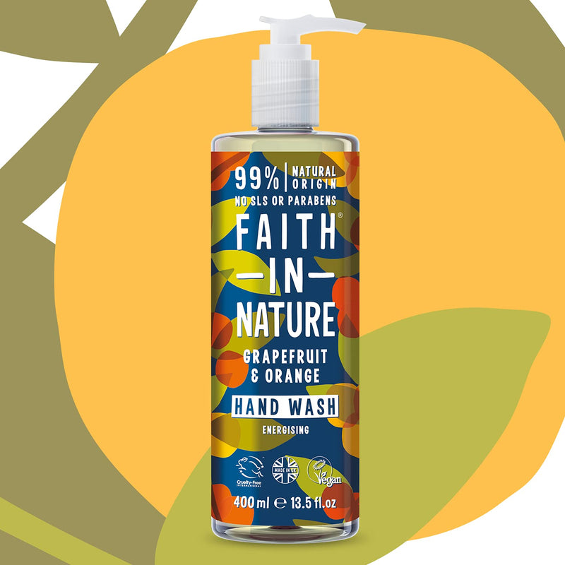 Faith In Nature Natural Grapefruit and Orange Hand Wash, Invigorating, Vegan and Cruelty Free, No SLS or Parabens, 400 ml - NewNest Australia