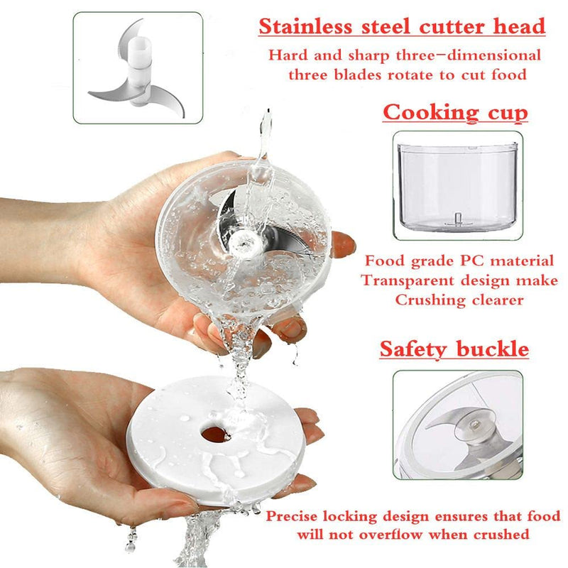 Electric Mini Garlic Chopper, USB Rechargeable Portable Mini Food Chopper, Used for Chopping Garlic, Ginger, Chili, Minced Meat, EtcKitchen Tools-White 250ML - NewNest Australia
