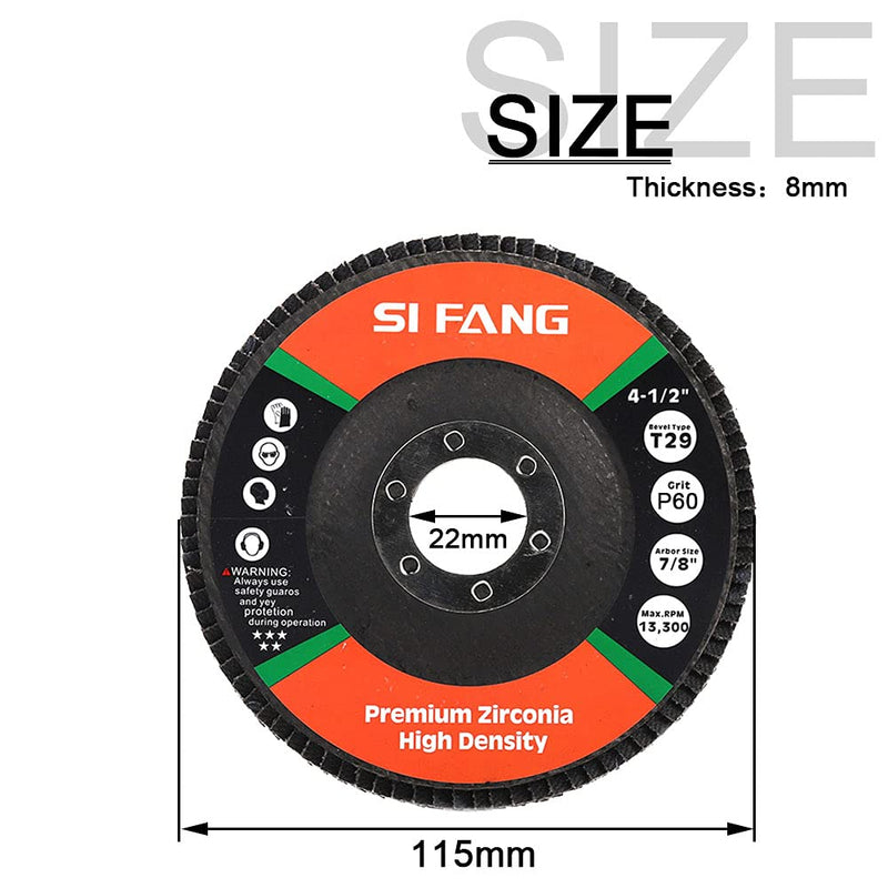 10Pack 4.5''x7/8'' Premium High Density Calcined Aluminum Oxide Flap Disc 320 Grit Type 29 320Grit - NewNest Australia