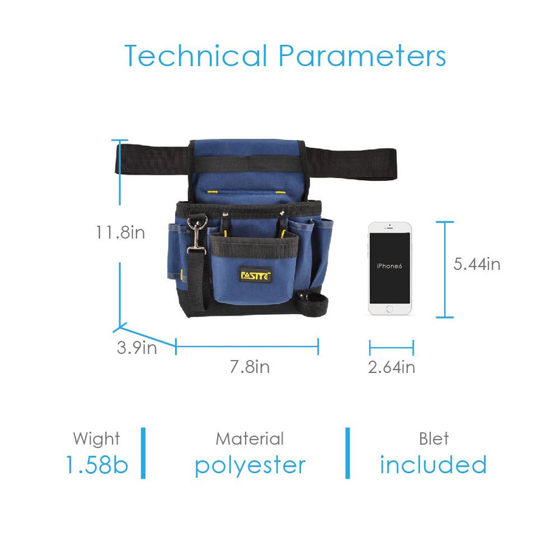 FASITE 7-POCKET Small Electrical Maintenance Tool Pouch Bag Technician's Tool Holder Work Organizer with Belt PTN013 - NewNest Australia