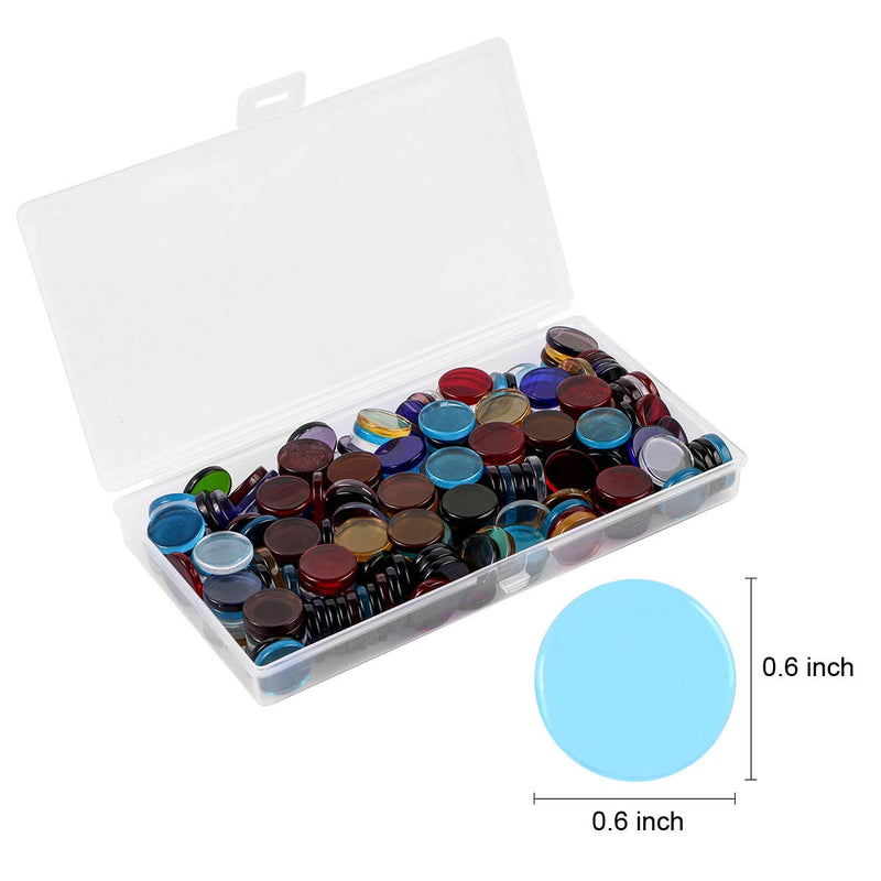 Aunifun Flat Glass Mosaic Tiles, 200 PCS Stained Transparent Glass Mosaic, Round Flat Gems for Home Decoration DIY Crafts - NewNest Australia