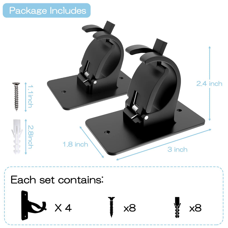 AMZONHOME 4 Pieces Self Adhesive Curtain Rod Bracket, Universal Plastic Curtain Rod Holders, No Drill Curtain Rod Brackets Curtain Rod Hooks for Bathroom, Bedroom, Livingroom, Kitchen (Black) 4 Pcs Black - NewNest Australia