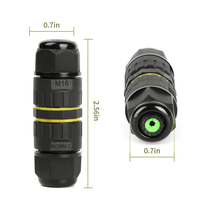 Junction Box Outdoor 2 Way Waterproof IP68 Electrical Cable Connector ,M16 Wire Range(3.5-10mm),Suitable for Repair and Extend Power Cables,UL(5 Pack) M16-2Pin - NewNest Australia