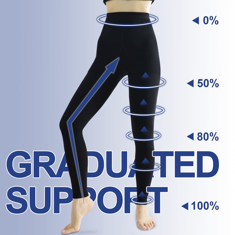 beister Medical compression stockings for women, long, 20-30 mmHg, support stockings for men, opaque toe-free compression trousers, class 2, solid support for varicose veins, edema, black L - NewNest Australia