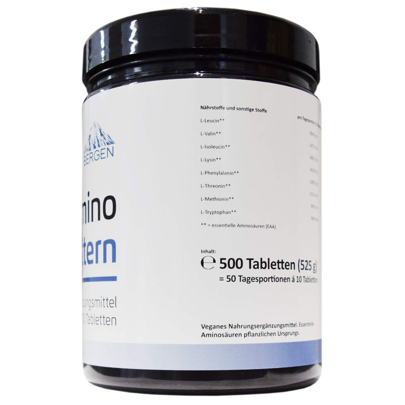 Multi Amino-Eaa 8 Pattern - 500 Tablets With 1000 Mg Each - Master Amino Protein Formula With 8 Essential Amino Acids From Legumes - Bcaa - High Dose - Vegan - Laboratory Tested - NewNest Australia
