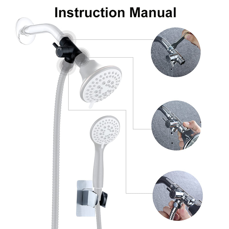 Little World Shower Arm Diverter Valve - 3 Way Shower Diverter Valve, G1/2 Solid Brass Shower Head Valve Diverter for Universal Hand Held Showerhead and Fixed Spray Head Shower System (ORB, Black) - NewNest Australia