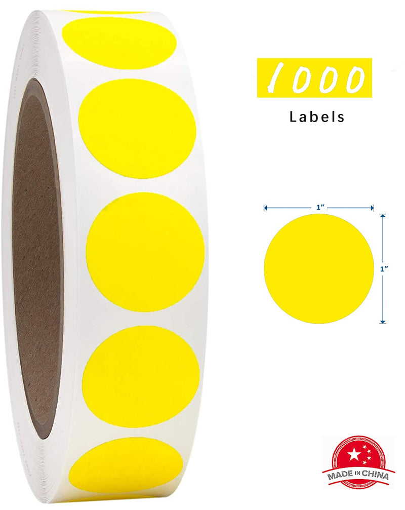 SHYGO® 1“ Yellow Circle Dot Stickers Color Coding Labels, 1000PCS 2 Rolls - NewNest Australia