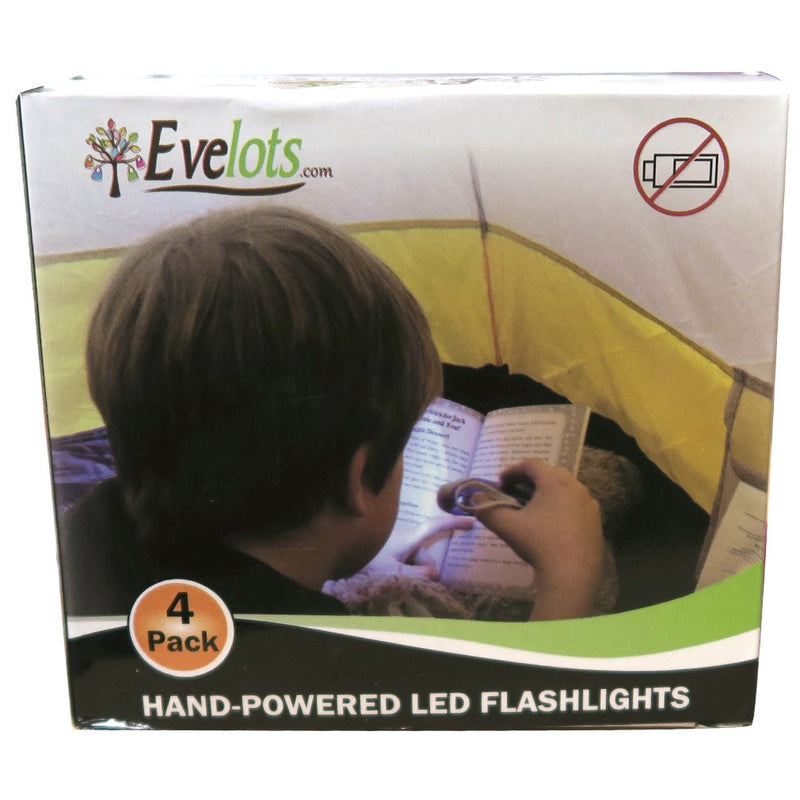 Evelots Hand Crank Flashlight-Camping-Home-Car-No Battery-LED Bright Light-Set/4 Set of 4 - NewNest Australia