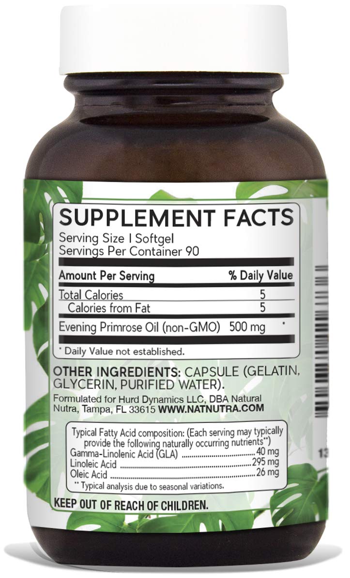 Natural Nutra Evening Primrose Oil Supplement from Fatty Acid, Reduce Acne, Nerve Health, Promote Hearth Health, Skin Clarity, Menopausal Discomfort, 500 mg, 90 Softgel 90 Count (Pack of 1) - NewNest Australia