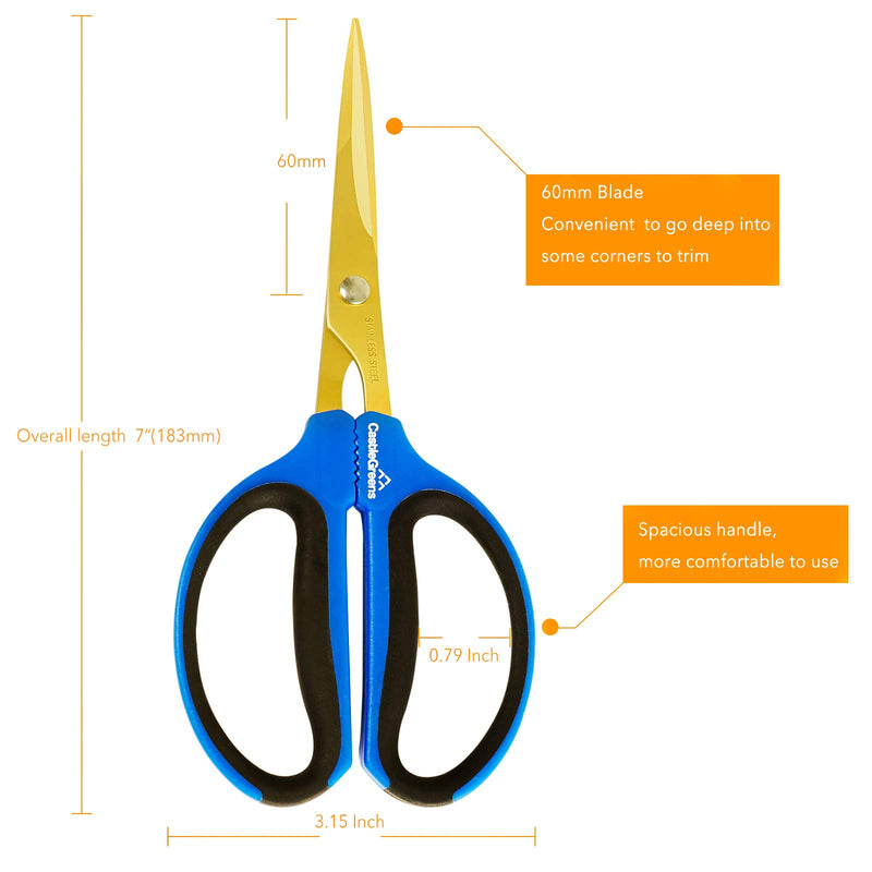 CastleGreens Garden Scissors, 60mm Titanium Coating Stainless Steel Blades Bonsai Shears, Practical and Light Pruning Shear, Ideal for Trimming Indoor and Outdoor Plants - NewNest Australia