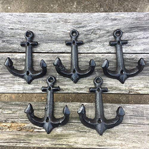 NewNest Australia - storeka Nautical Cast Iron Ship Anchor Weathered Nautical Wall Hooks Coat Hook, Screws Included (5 PCS) 5 PCS 