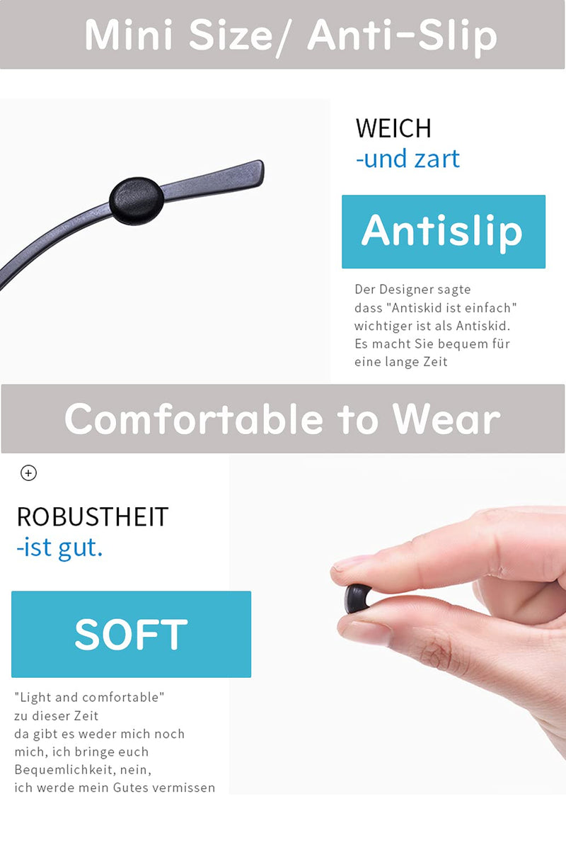 Anti-slip glasses ear hooks, silicone round 10 pairs of comfort silicone anti-slip holders for glasses, for sports glasses temple tip, black/white black/white - NewNest Australia