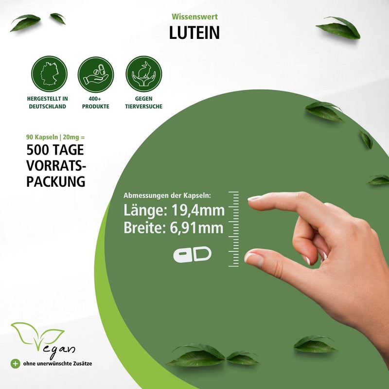 Fairvital | Lutein 20mg + Zeaxanthin - High dosage & microencapsulated - VEGAN - 90 capsules - without magnesium stearate - NewNest Australia