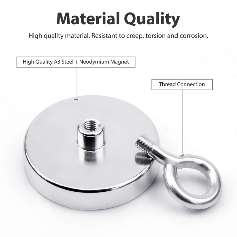FINDMAG 1.76’’ Fishing Magnets, 200 LBS Pulling Force Neodymium Rare Earth Magnet with Lifting Eye-Bolt, Super Strong Round Magnet for Retrieving Items in Lake, Beach, Lawn and New House. 1.76 inches（45mm） - NewNest Australia