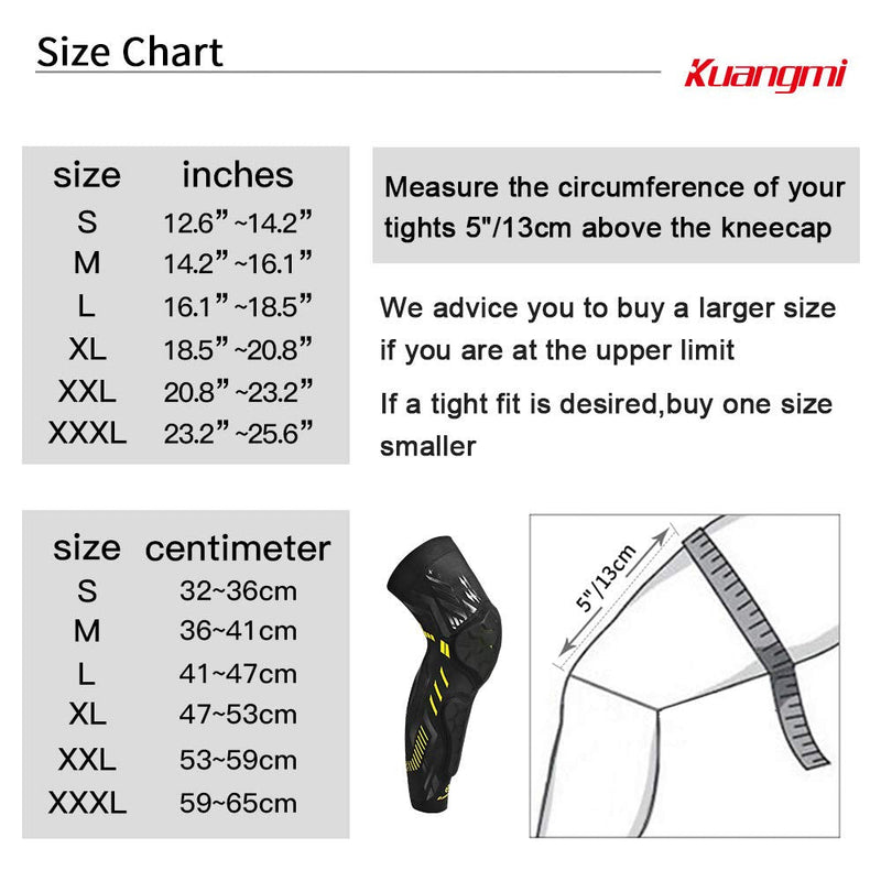 Kuangmi Knee Pad Compression Leg Sleeve Soft Shin Guard for Basketball, Wrestling, Soccer, Volleyball, Sports, Daily Support- 1 Piece (XL, Black Yellow) X-Large - NewNest Australia
