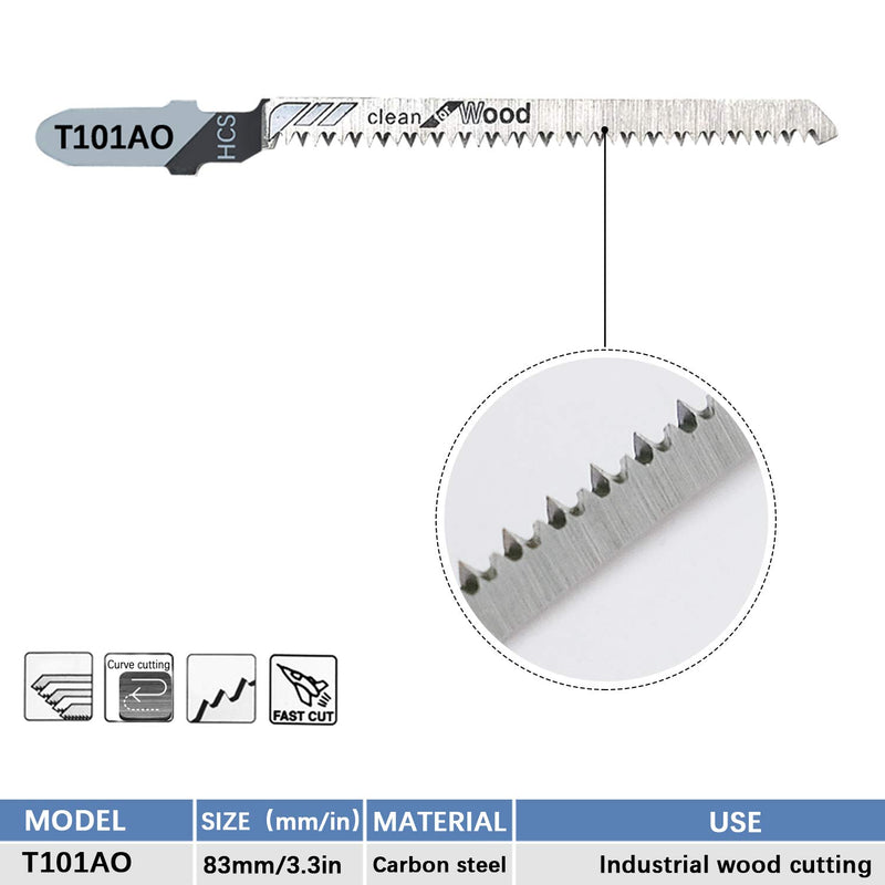 TAROSE 30-Piece T101AO 3-1/4 Inch 20 TPI Assorted T-Shank Scrolling Jig Saw Blades Set for Clean Cutting Wood 3-1/4" 20 TPI - 30 pcs clean for wood - NewNest Australia