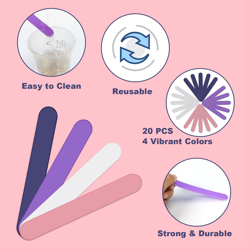 HTVRONT Stir Sticks for Epoxy Resin, 20PCS PVC Mixing Sticks, 4 Colors Reusable Plastic Stirring Sticks for Mixing Resin, Epoxy, Liquid, Paint, Molds, DIY Crafts - NewNest Australia