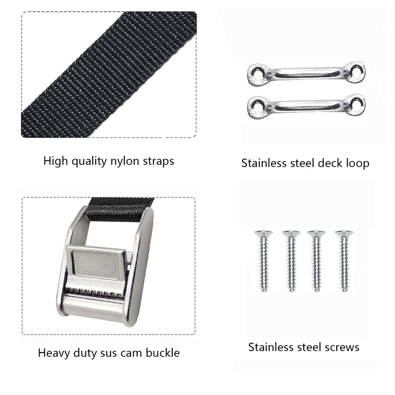 Battery Tie Down Straps for Boats,Stainless Steel Cam Buckle Straps,Cooler Tie Down Kit with Stainless Brackets and SS Screws Used for Fuel Tank, Cooler, YETI, RTIC, RV and More 1 - NewNest Australia
