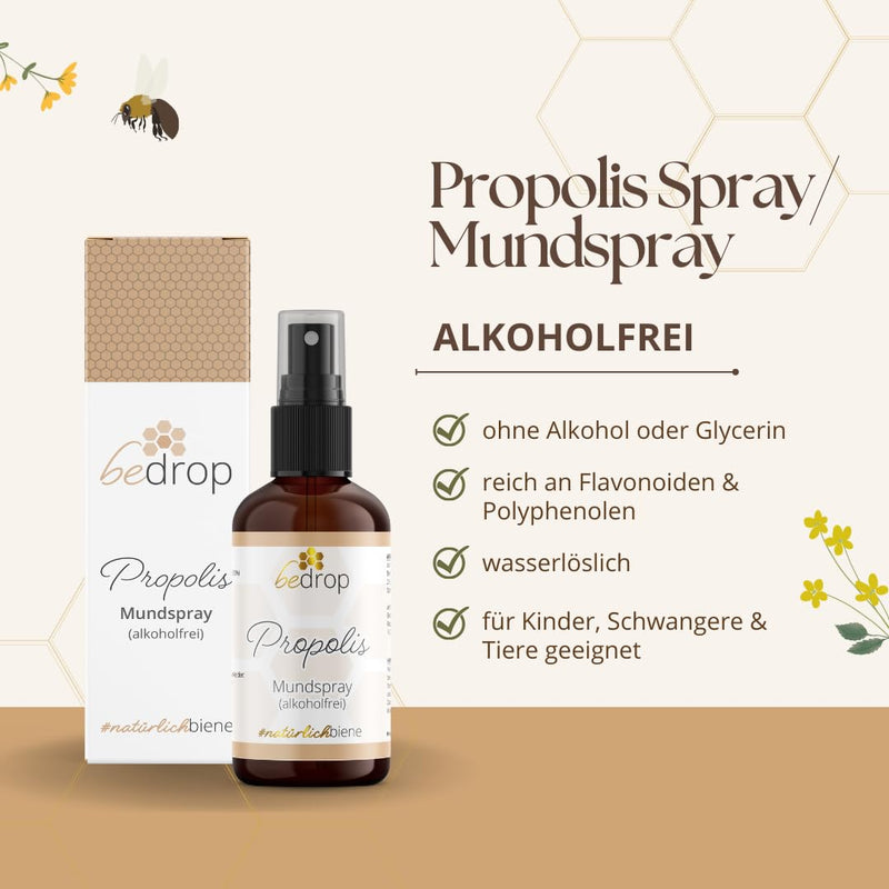Bedrop Propolis Extract Spray As A Mouth Spray 30 Ml Alcohol-Free And Water-Soluble - Also Suitable For Children And Animals - Pure Beekeeper Quality, No Alcohol, No Additives 30 Ml (Pack Of 1) - NewNest Australia