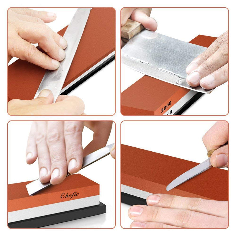 BearMoo Whetstone Premium 2-IN-1 Sharpening Stone 3000/8000 Grit Waterstone Kit - Knife Sharpener Stone Safe Honing Holder Silicone Base Included, Polishing Tool for Kitchen, Hunting and Pocket Knives Brown+White - NewNest Australia