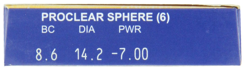 Proclear Spheric monthly lenses soft, 6 pieces / BC 8.6 mm / DIA 14.2 / -7.00 diopters - NewNest Australia
