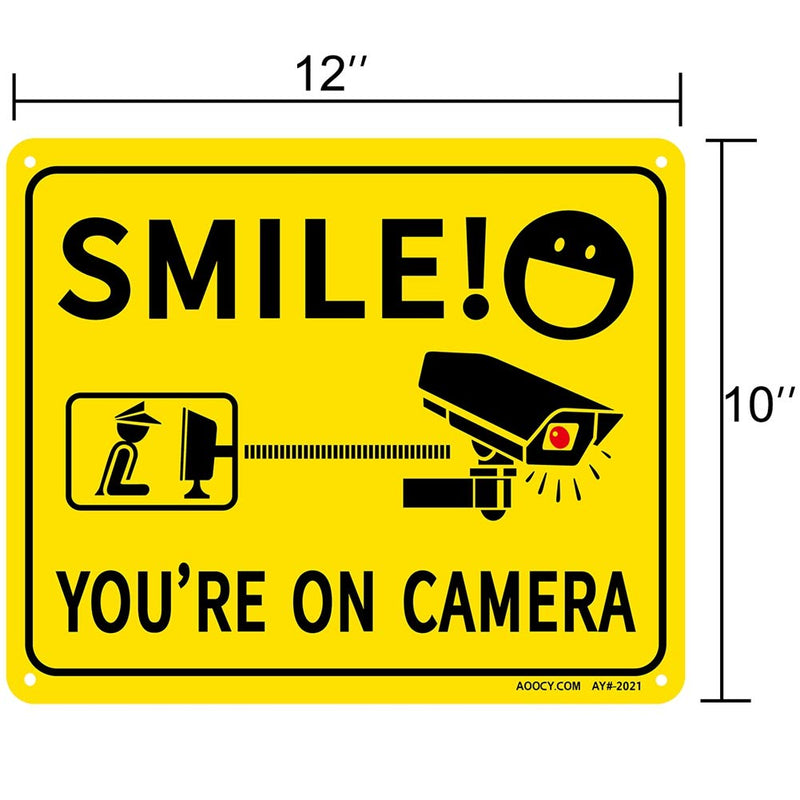 10'' x 12'' Smile You're On Camera Signs Stickers – 4 Pack | CCTV Security Camera Reminder Floor Decal for Home Security Yard,Property,Business| Premium Self-Adhesive Vinyl UV resistant, Weather, Scratch, Water and Fade Resistance - NewNest Australia