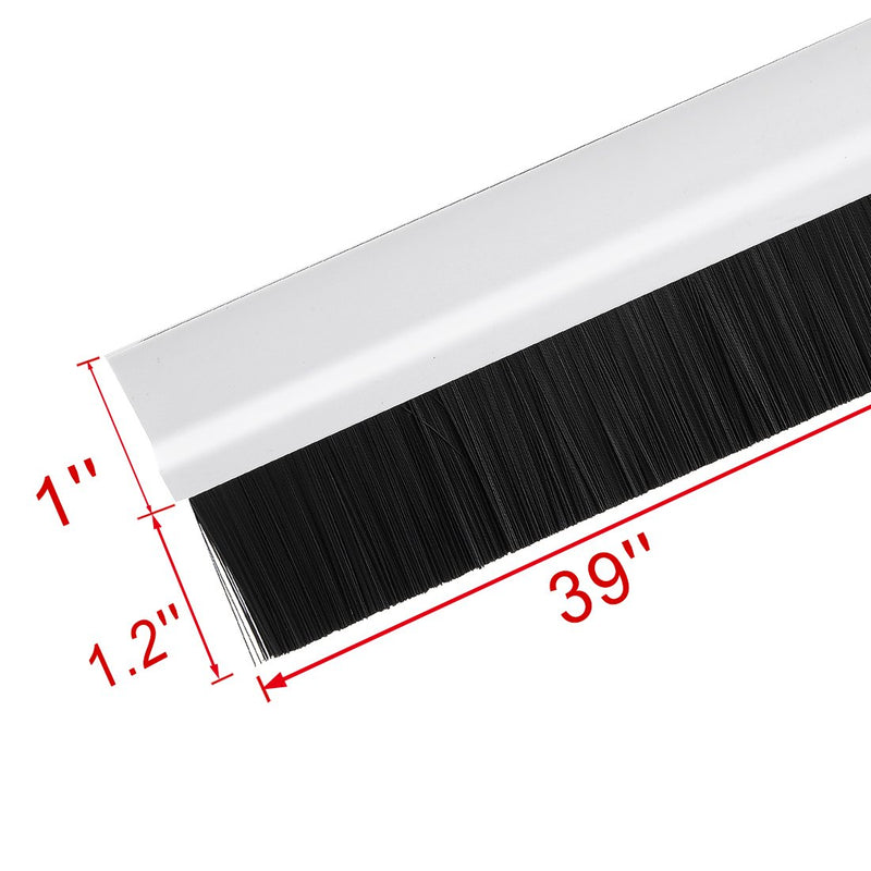 uxcell Self-Adhesive Door Bottom Sweep White Plastic w 1.2-inch Black PVC Soft Brush 39-inch x 2.1-inch - NewNest Australia