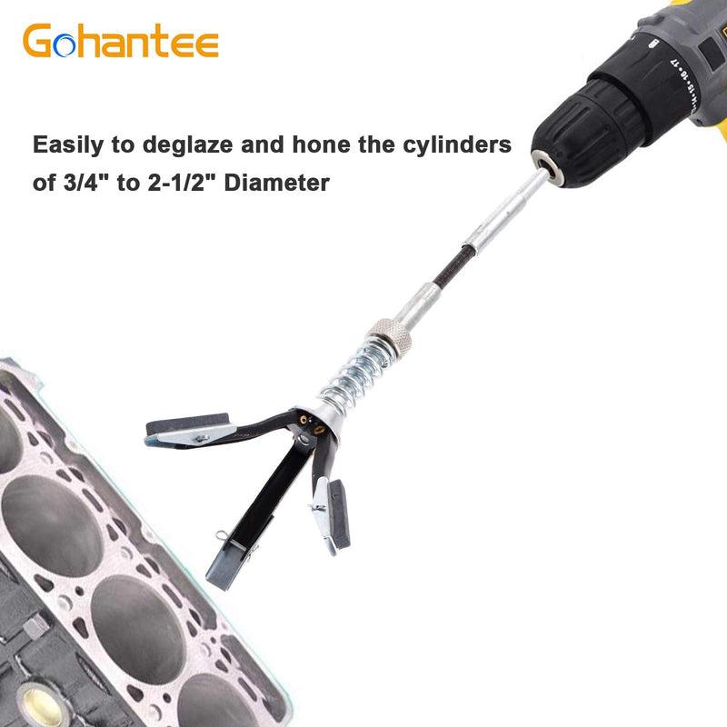 gohantee Engine Cylinder Hone Adjustable Deglazer 3/4" to 2-1/2" Diameter with 3-Piece 1-1/8" Long Stones 220 Grit - NewNest Australia