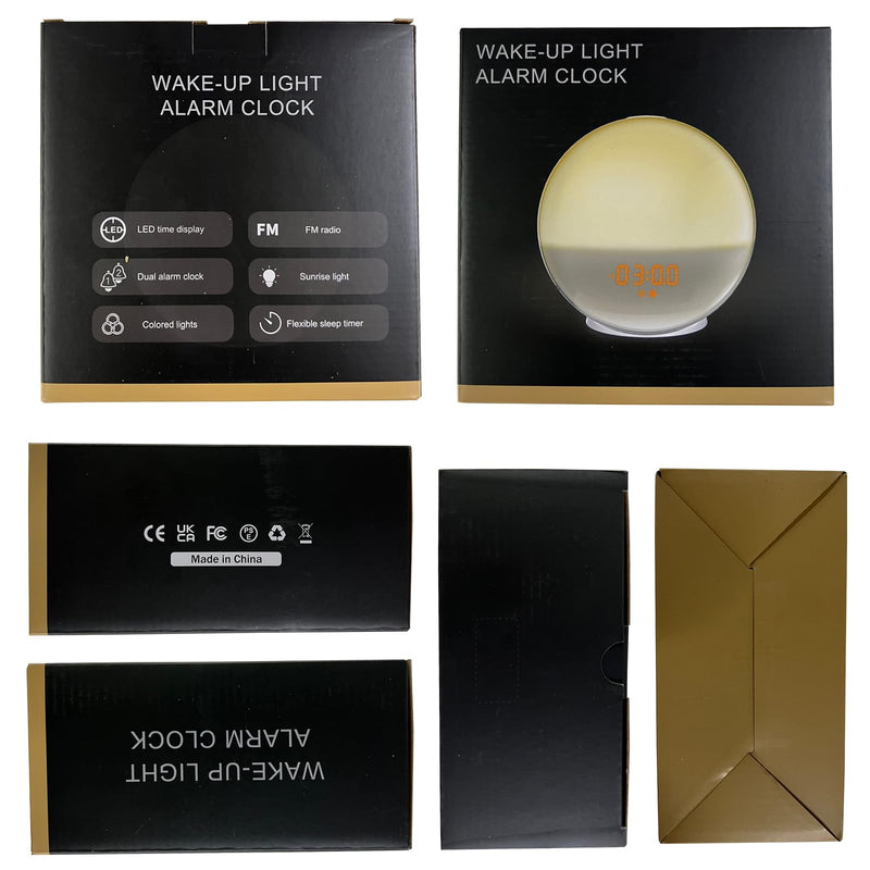 Artinabs Daylight Alarm Clock Light Wake Up Light Sunrise Sunset Simulation Alarm Clock Radio 7 Natural Sounds 2 Alarms Snooze 7 Color Light 20 Brightness Bedside Lamp Adults, Children - NewNest Australia