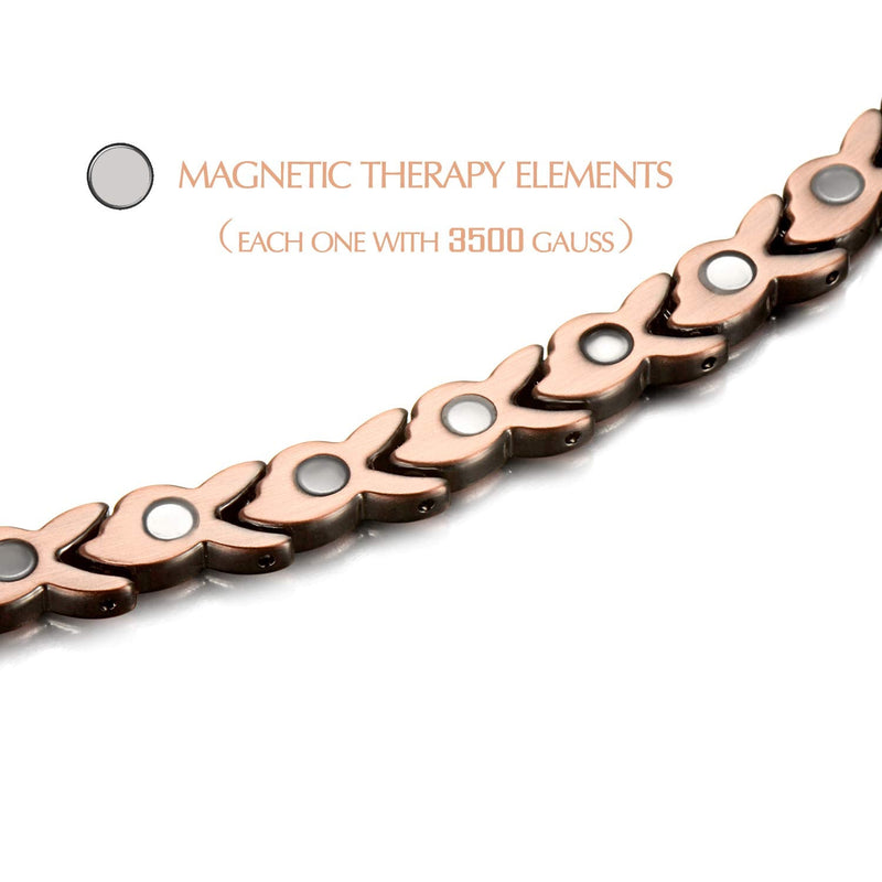 RainSo Womens Pure Copper Magnetic Therapy Bracelets for Arthritis Wristband with 3 Smarter Buckle Adjustable Petal - NewNest Australia