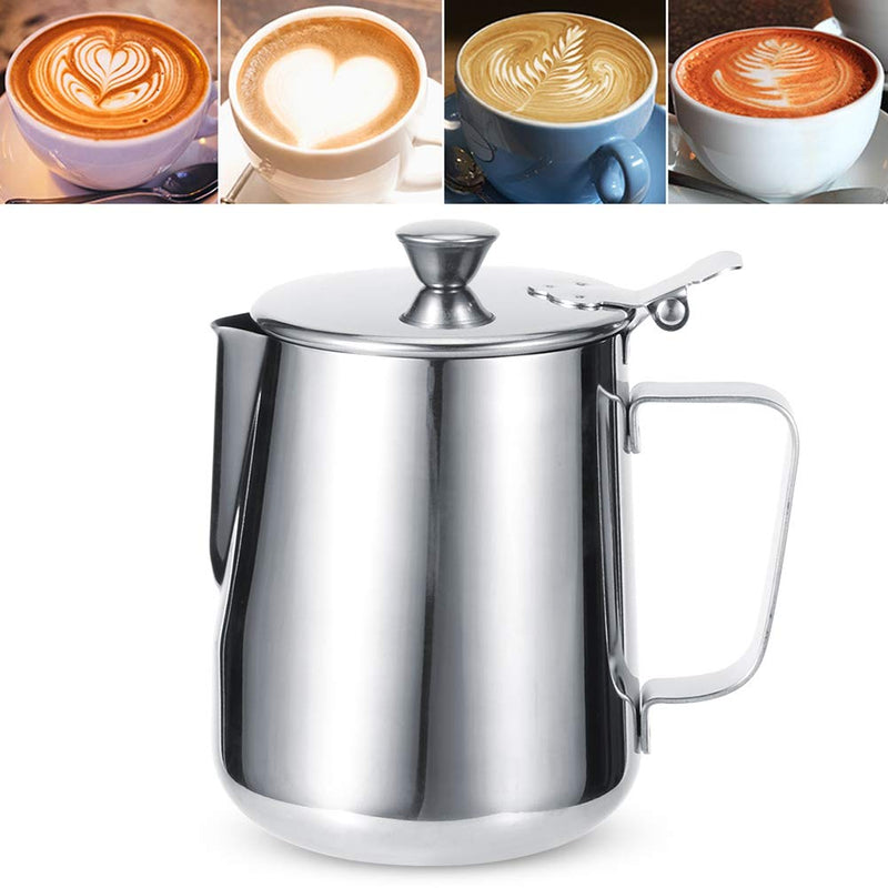 Milk Frothing Cup 600Ml/1000Ml Stainless Steel Thicken Coffee Pitcher with a Lid Dripless spout for Espresso Latte Art and Frothing Milk(1000ML) 1000ML - NewNest Australia