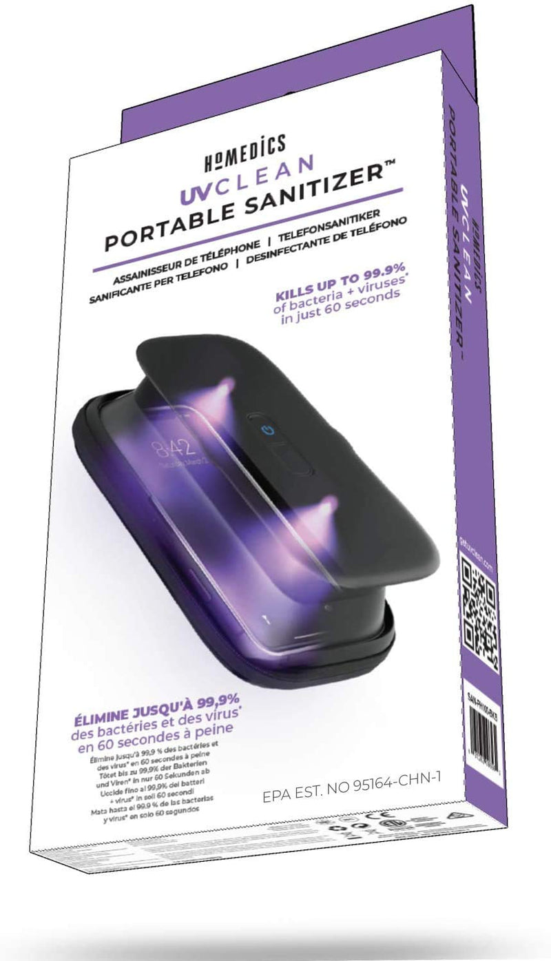 HoMedics UV-Clean Phone Sanitizer | Faster Than Any UV Sanitizer On The Market Our revolutionary UV CLEAN reduces bacteria and viruses.| l | Mercury and Chemical Free Black - NewNest Australia