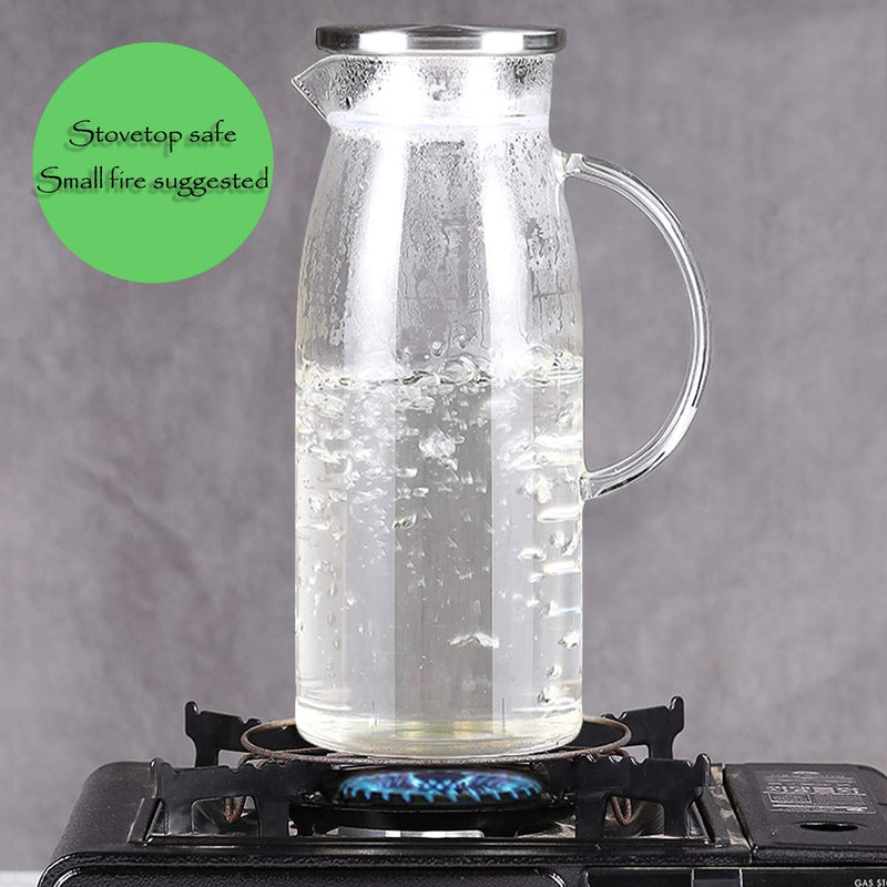 Artcome 60 Ounces Glass Iced Tea Pitcher with Stainless Steel Strainer Lid, Hot/Cold Water Jug, Juice Beverage Carafe - NewNest Australia