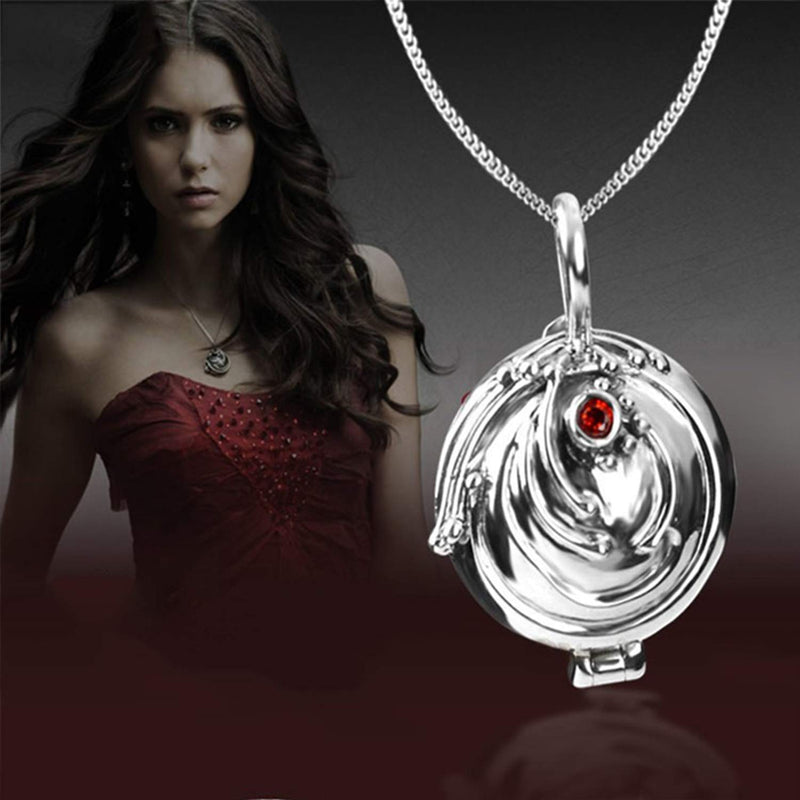 UoYu 2 Pcs The Vampire Diaries Elena Gilbert Opening Vervain Locket Pendant Necklace and Daywalking Katherine Necklace Pendant Charm Necklace-Royal Blue with Transparent Box - NewNest Australia