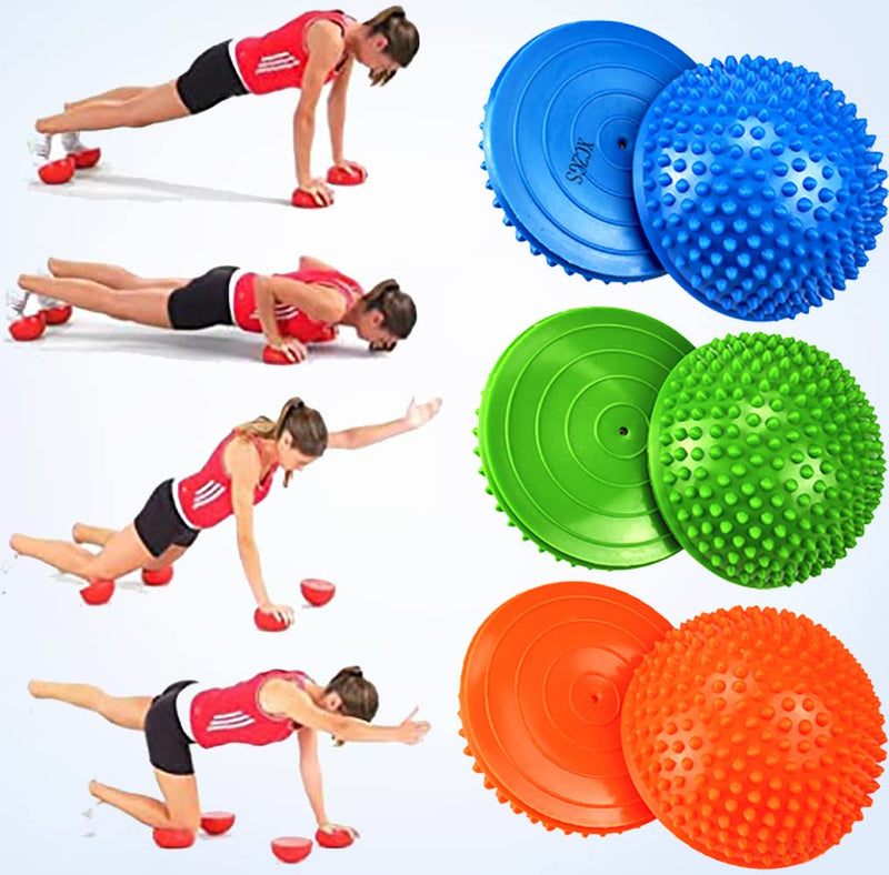 2PCS Hedgehog Balance Pods, Pimples Pilates Ball with Pump, Half Spiky Fitness Domes for Kids Adults Sports, Foot Massage, Stability Training, Muscle Balancing Therapy, Yoga Gymnastics Exercise D - NewNest Australia