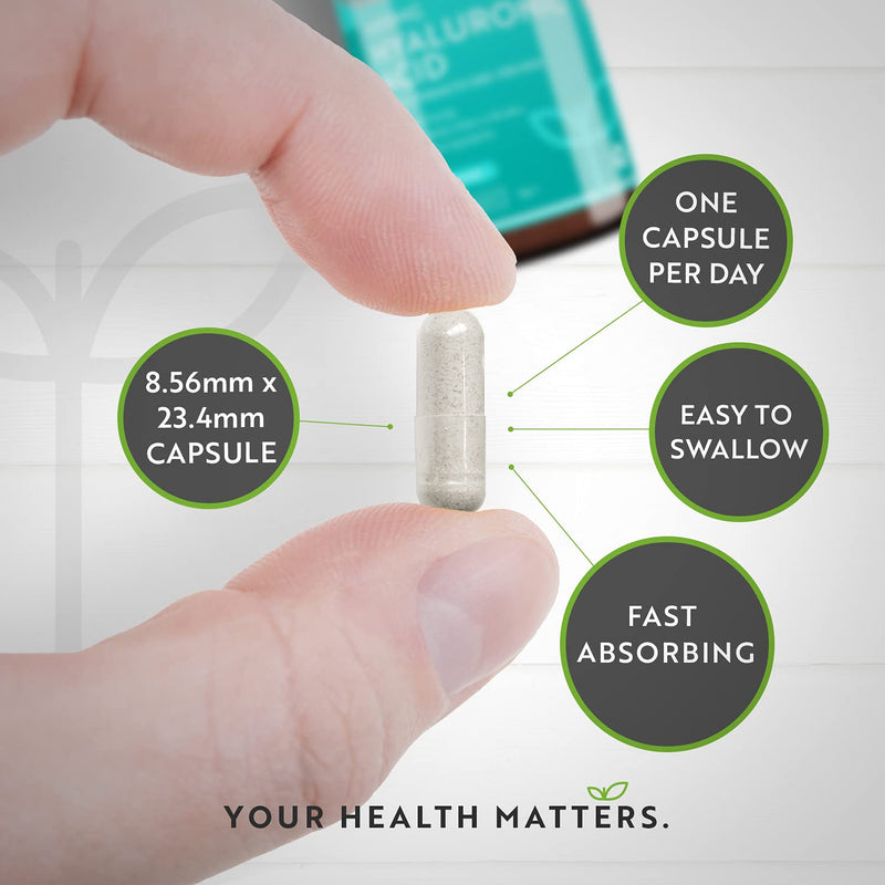 Hyaluronic Acid Capsules - 3 Month Supply of 600mg Hyaluronic Acid Capsules - High Dose with 500-700 KDA - GMO Free with No Synthetic Fillers or Binders - Made in The UK by Nutravita 90 Capsules - NewNest Australia