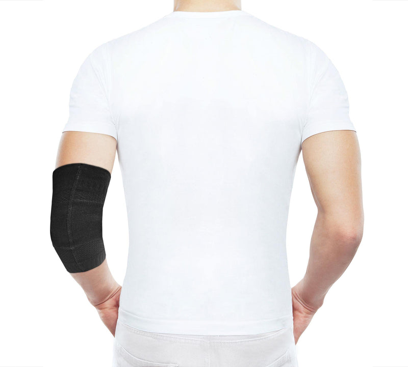 Blackrox Lumiorox Elbow Support For Men And Women Bodybuilding Sports Fitness Silicone Pad Left Right Double-Sided Compression Strength Sports Elbow Bandage (L, Black) - NewNest Australia