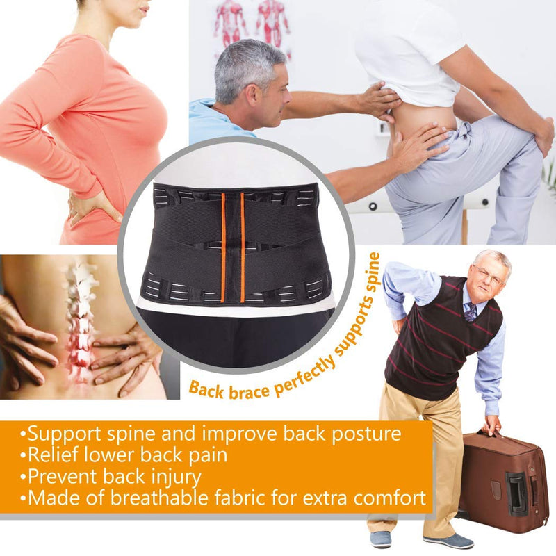 Back Support Belt Back Strap With Stabilizing Rods For Pain Reduction And Posture Correction Adjustable Back Support For Men And Women With 4 Rib Stiffeners Height 24 Cm Large Black - NewNest Australia